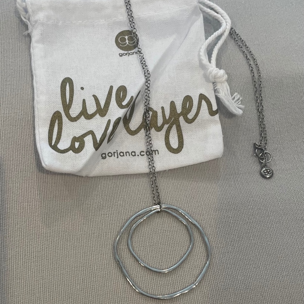 Gorjana Silver Double Circle Long Necklace